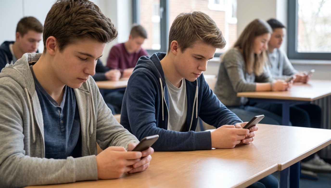 Schüler mit Smartphones